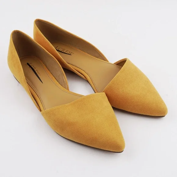 New JCREW Size 7.5 Zoe Sueded d'Orsay Flats in Bronzed Ochre - Picture 2 of 4